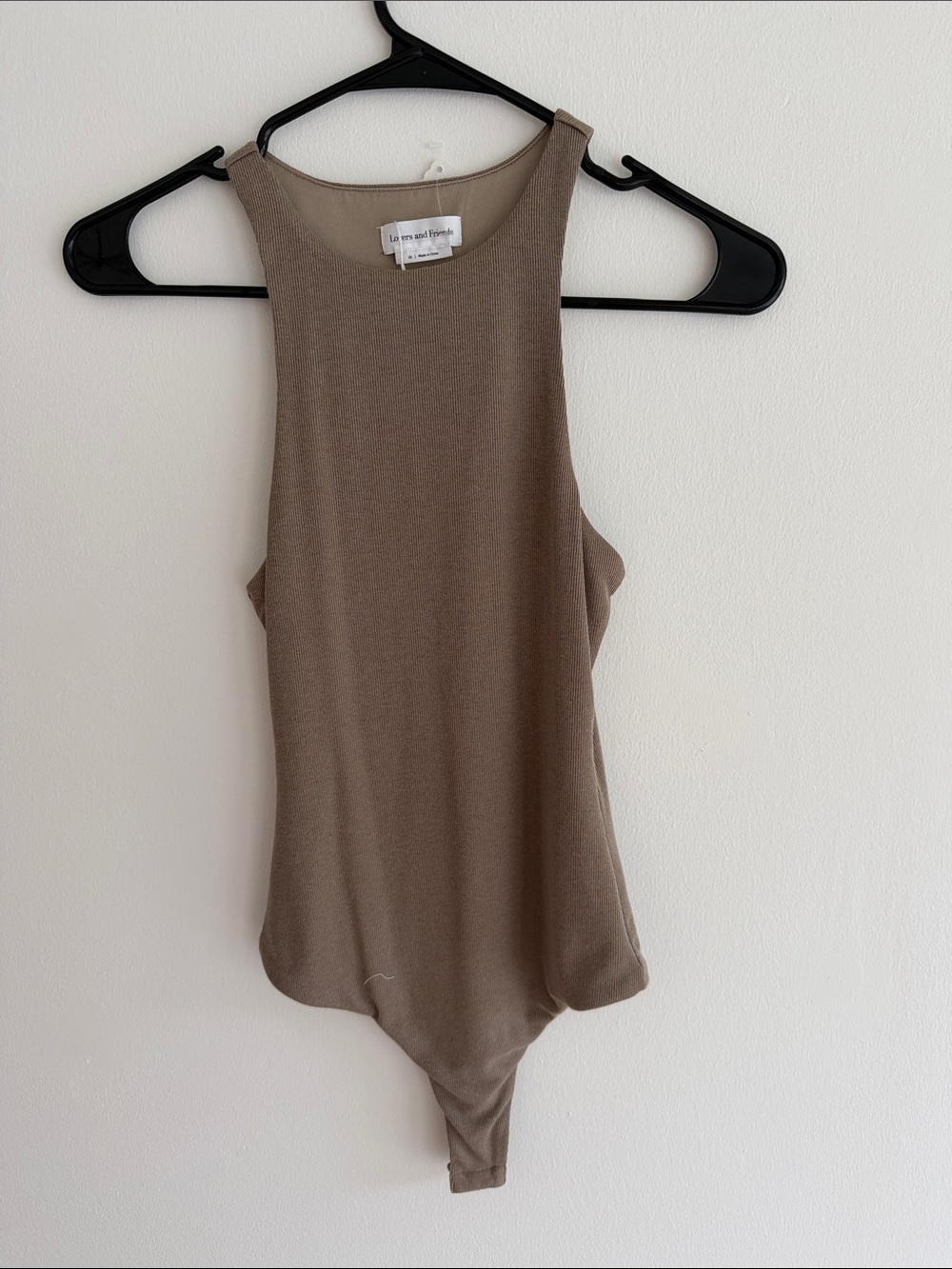 Lovers + Friends Taupe Sleeveless Ribbed Bodysuit